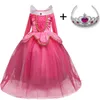 Girls Princess Dress Cosplay Costume Children Kids For Party Sleeveless Pink