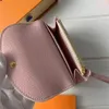 Luxurys Damen ROSALIE Geldbörse Designer Kartenhalter Exotisches Leder Original Hasp Münzgeldbörse Mini Pochette Kurze Geldbörsen mit orangefarbener Box