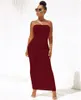 Sexy Strapless Bodycon Womens Dresses Irregular Ruched Long Dress Summer Fashion Casual Club Party Women Clothing