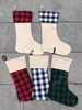 Red Plaid Christmas Stocking Cotton buffalo Flannel Black Christmas Decor Poly Sublimation blanks Santa Stockings DAF158