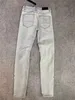 Jeans da uomo Jeans da uomo Denim Casual Pieghette Ricami Patchwork Pantaloni Classici Applique Moda Fori Bianco Motociclista Slim Skinny W257K