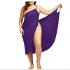 5XL Women Sexy Beach V-Neck Sling Dress Summer Towel Backless Swimwear Cover Up Wrap Robe Female Tropical Dresses Plus Size 210623