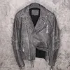 Mäns Leather Faux 2021 Vintage Brown Män Amerikansk stil Biker's Jacket Plus Storlek XXXXXL Äkta Tjock Cowhide Spring Slim Fit Coat