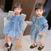 Nieuwe 2021 Spring Children's Korean Girl's Princess Dress Baby Collar Denim Rok