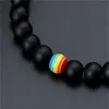 Black Steen Beaded Armbanden Gay Rainbow Armband Beknopte trots Vriendschap Sieraden Beste Friend Chakra Armband 4 W2