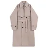 IEFB / Mäns Slitage Nischdesign Klassisk dubbelbröst tjocklek Windbreaker för manlig vår vinter lång Trench Coat 9Y3729 210524