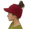 Berets Winter Warm Knit Messy High Bun Hats Visor Cap Outdoor Circle Scarves