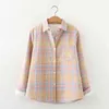 Enkel Vinter Kvinnor Varmskjortor Stil Coat Fleece Tjockare Plaid Casual Jacket Fresh Lady Plus Velvet OuterWear 211029