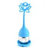 Lotus silicone tea infuser with drip tray stainless steel leaf shape strainer cute loose leaf filter