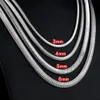 3 mm/4 mm/5 mm/6 mm flache Schlangenkette aus silbernem Edelstahl für Herren und Damen, Halskette, 45 cm–60 cm Länge, mit Samtbeutel