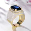 Natural Obsidian with Cushion Zirconia Diamond Ring for Men Fine Anillos De Bizuteria Anillos Mujer Jewellery Gemstone