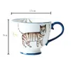 Canecas 400ml Estilo Retro Pintado à Mão Cerâmica Caneca Copos Aveia Leite Chá Café da Manhã Floresta Animal Copo Cozinha Drinkware178g