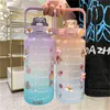 2L Large Capacity Water Bottle Outdoor Tour Climbing Hiking Self-Driving sport with Stickerstime Marker Fitness Jug 211122