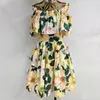 summer holiday casual mini dress for women slash neck ruffles ruched yellow flower floral printed beach daily ching za 210421