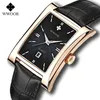 Wwoor Watch Men Top Brand Gold Black Square Watches for Men Treatproof Date Date Clock Business Quartz Wrist Watchbox