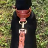 Beepaw Strong Dog Leash Leather Trwałe Plecione Handmade Training Pet Lead Liny Niemiecka Pitbull Uprząż Smycz 210712