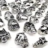 Wholesale 100pcs/Lot Men's Ring Silver Skull Skeleton Punk Style Metal Fashion Jewelry Rings Party Gifts Mix Styles