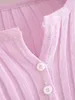 HSA Kobiety różowe dzianiny Bluzki Krótki rękaw Sexy Button Up Blus i Tops Solid Krótkie koszule Sexy Streetwear Slim Tops 210716