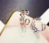 J45 Fashion Double Wave Style Rings with Bling Diamond Electroplating Adjustable Opening Ring for Gilr Women Lady 2pcs