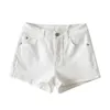 Wixra Summer White Solid Demin Shorts Button Pockets Street Style High Waist Casual Streetwear For Women 210719