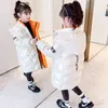 Costumi natalizi per ragazze Abbigliamento per bambini adolescenti Giacca lunga argento Vestiti per bambina Cappotto Tuta sportiva Parka Abbigliamento da neve 211203