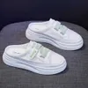 Summer Half-drag Shoes Female White Women Slippers No Heel Wear Baotou Lazy Drag Pregnant chaussure femme qq815 210625