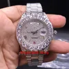 Relógio masculino automático de diamantes grandes com bisel de luxo de 43 mm, aço inoxidável de alta qualidade CZ Fully Iced Out Diamond Rome Markers relógios masculinos