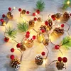Christmas pine cone lamp string pines needle LED copper wire lamps colorful red fruit strings