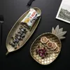 Nordic decoratieve gouden ananas blad vorm portie lade sieraden pallet fruit snack schotel tafel decoratie opslag organizer