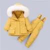 女の子のダウンジャケットセットベイビー子供のダウンジャケット子供服冬 -  15スノースーツ2本の暖かいソフトキッズコート1-5Y H0909