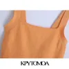 KPYTOMOA Kvinnor Mode med breda band Beskurna Stickade Tank Toppar Vintage Square Collar Backless Kvinna Camis Mujer 210616