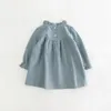 Détail enfants fille printemps coton et draps robe vintage bébé fille vapeur robe robe de haute qualité fille chemisier vêtements d'automne q0716