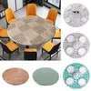 Table Cloth Dust-Proof Stain-Resistant Plastic Fitted Cover Waterproof Round Tablecloth F/ Home Dining Room Elastic