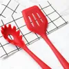 New10pcs / set Silicone Ustensile de cuisine Cuillère Soupe Louche Spatule Turner Fork Tongs Résistant à la chaleur Outils de cuisine Accessoires EWE5708