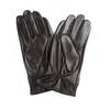 Fashion Breathable Lambskin Gloves High Quality Men's Velvet Lined Real Leather Buckled Driving Winter for Male Mitten