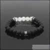 Beaded, Strands Armbanden Sieraden Natuursteen Crown Kralen Armband Voor Dames Pave Zirkoon Mannen Antiek Sier Kleur Stretch Bead Mens Drop Del