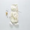 Född baby vårkläder flicka blommig bodysuit jumpsuit blomma söta outfits overalls mode härlig med hatt set 210429
