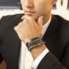 4 stks / set handgemaakte vlechten armband gouden hiphop mannen pave cz zirkoon kroon Romeinse numerale luxe sieraden cadeau Valentijnsdag kerst