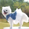 Husdjur hundkläder chihuahua denim spets bröllopsklänningar för små medium hundar valp party bowknot sweety kjol husdjur katt