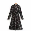 Kobiety Vintage Paisley Drukowanie Koszula Midi Sukienka Kobieta Z Długim Rękawem Ubrania Casual Loose Vestido D6903 210430