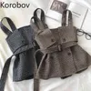 Korobov Autunno Inverno Nuovo Koreano Chic Women Tank Top Vintage Streetwear Doppio Bresed Gilet Slim Slashs Crop Top 210430
