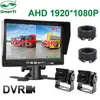 Camcorders 2CH 1920 * 1080P 7 "IPS-scherm Auto Truck Bus DVR Monitor met digitale videorecorder voor AHD Achter Reverse Backup-camera