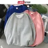 LAPPSTER Men Japanese Streetwear Solid Hoodies Fall Hip Hop Korean Sweatshirts Hoodies velvet Colorful Clothing Plus Size 210819