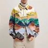 13 Colors Mens Jackets Lapel Trend Printed Winter Abstract Line Shirt Stitching Fashion Clothing