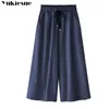 Streetwear Summer Women's Pants Capris med hög midja denim breda benbyxor för kvinnliga byxor kvinnliga byxor kvinnliga plus storlek 6xl 210412