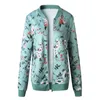 Floral Print Zipper Casual Jacket Kvinnor Vår Sommar Långärmad Lös Bomber Jacka Coat O Neck Fashion Tops Ytterkläder 210419
