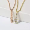 Europa Amerika Mode Stijl Dame Vrouwen 18K Gouden Ketting Ketting Gegraveerde T Letter Gegradueerde Drop Hanger 3 Kleur