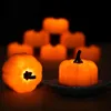 12pcs pumpa te lampor batteri drivs tacksägelse tealights led flimrande orange ljus ljus för halloween xms jul dekor