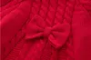 عيد الميلاد الأحمر الوليد الاطفال طفلة المعطف القطن الدافئة المخملية محبوك سترة مقنعين عباءة مع القوس للأطفال طفل صغير الفتيات