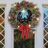 Decorative Flowers & Wreaths Star Lighted Artificial Christmas Wreath Flocked With Nativity Jesus Scene Garland Front Door Hanging Decoratio